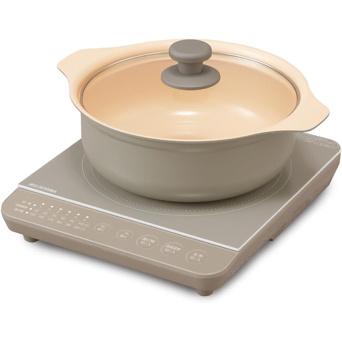 Iris Ohyama IH stove 1400W pot set IHKP-T39124-T Brown