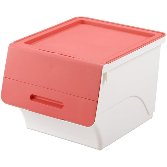 [Stacking storage box bulk purchase set] Flock 30 deep pink/white set of 8