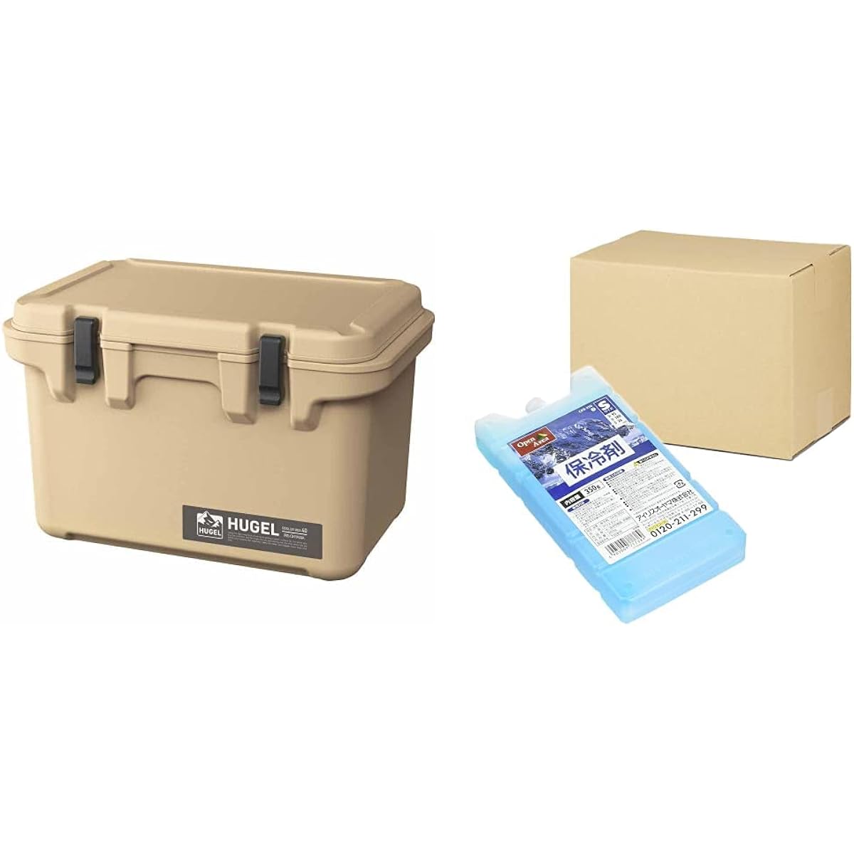 [Set] Iris Ohyama Cooler Box 40L Beige Leisure Cooler Outdoor Sports HUGEL TC-40+Iris Ohyama Ice Pack Hard CKB-350 [Set of 10]