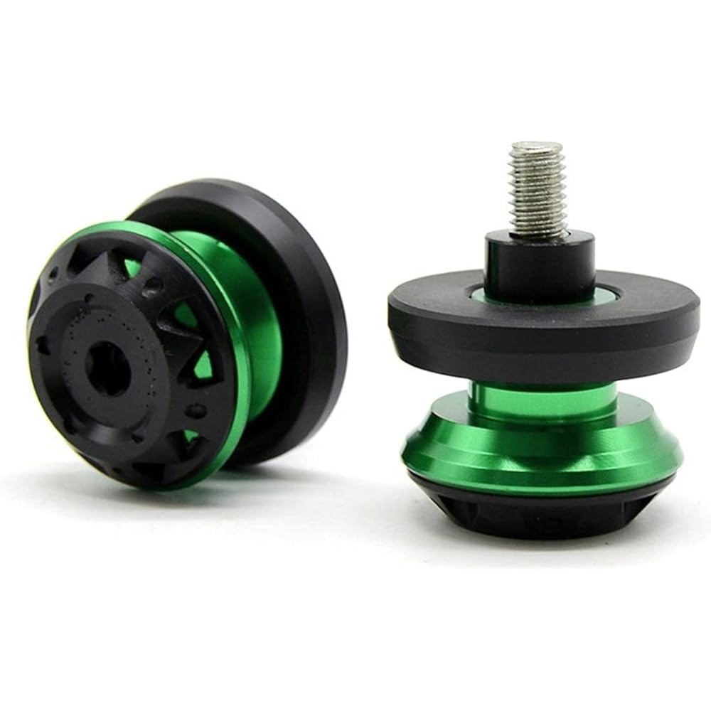 DEMUR Motorcycle Swingarm Slider Spool Stand Screw 6mm 8mm 10mm For Yamaha YZF R6 Yzf 600R FZR 600 TRX850 FZR400 RR XJR1300 Swingarm Slider Spool (Size : 10MM green)