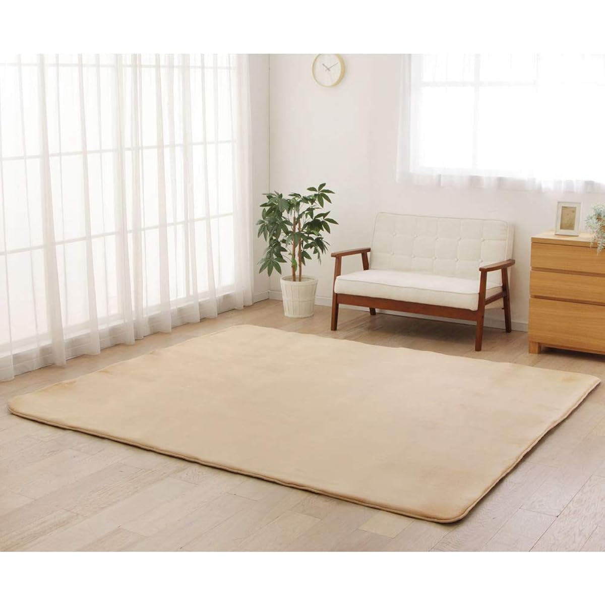 Iris Plaza Washable Memory Foam Rug, Mite-proof, Soundproof, Flannel, 200 x 250cm, Comfortable and Fluffy, Non-slip, Beige