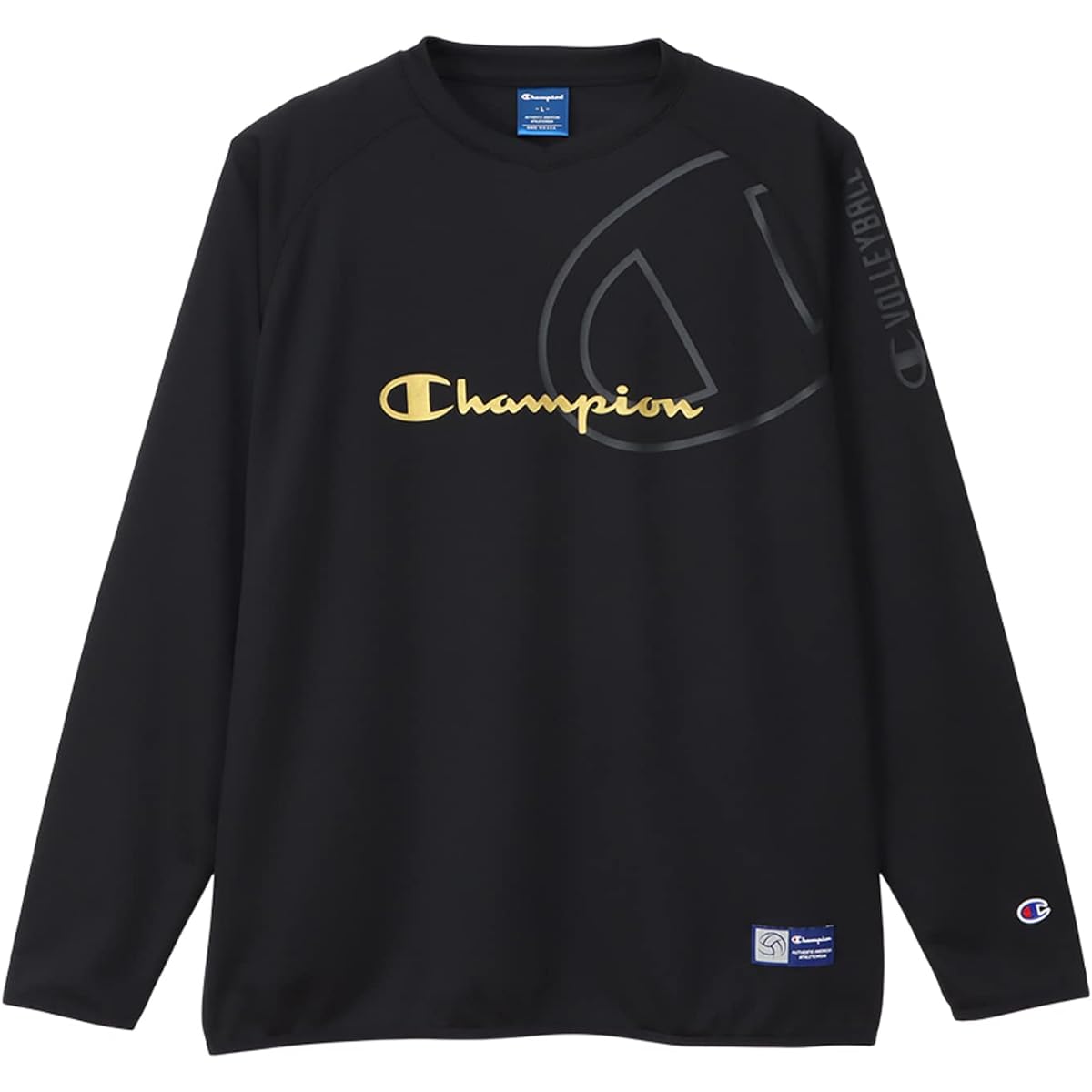 Champion C3-YV405 Men's T-Shirt, Long Sleeve, Round Neck, Antibacterial and Odor Resistant, Quick Drying, Script Logo, Long Sleeve T-Shirt, Volleyball