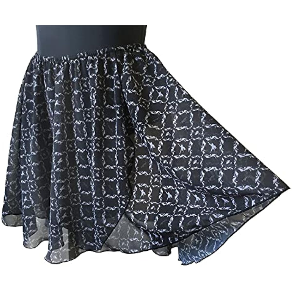 Ballet Skirt for Children to Adults [Swan Pattern/Pull-on Skirt] Made in Japan Elastic Waist Type Chiffon Skirt