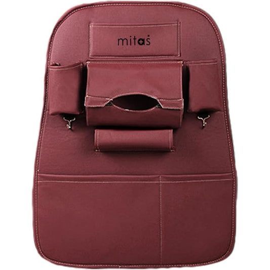 mitas Seat Back Pocket Wine Red 1 Piece Rear Seat Large Capacity Space Storage Pocket Multifunctional Drive Pocket Accessory Case Car Interior Storage Tissue Kick Guard ER-SBPKLY-WR