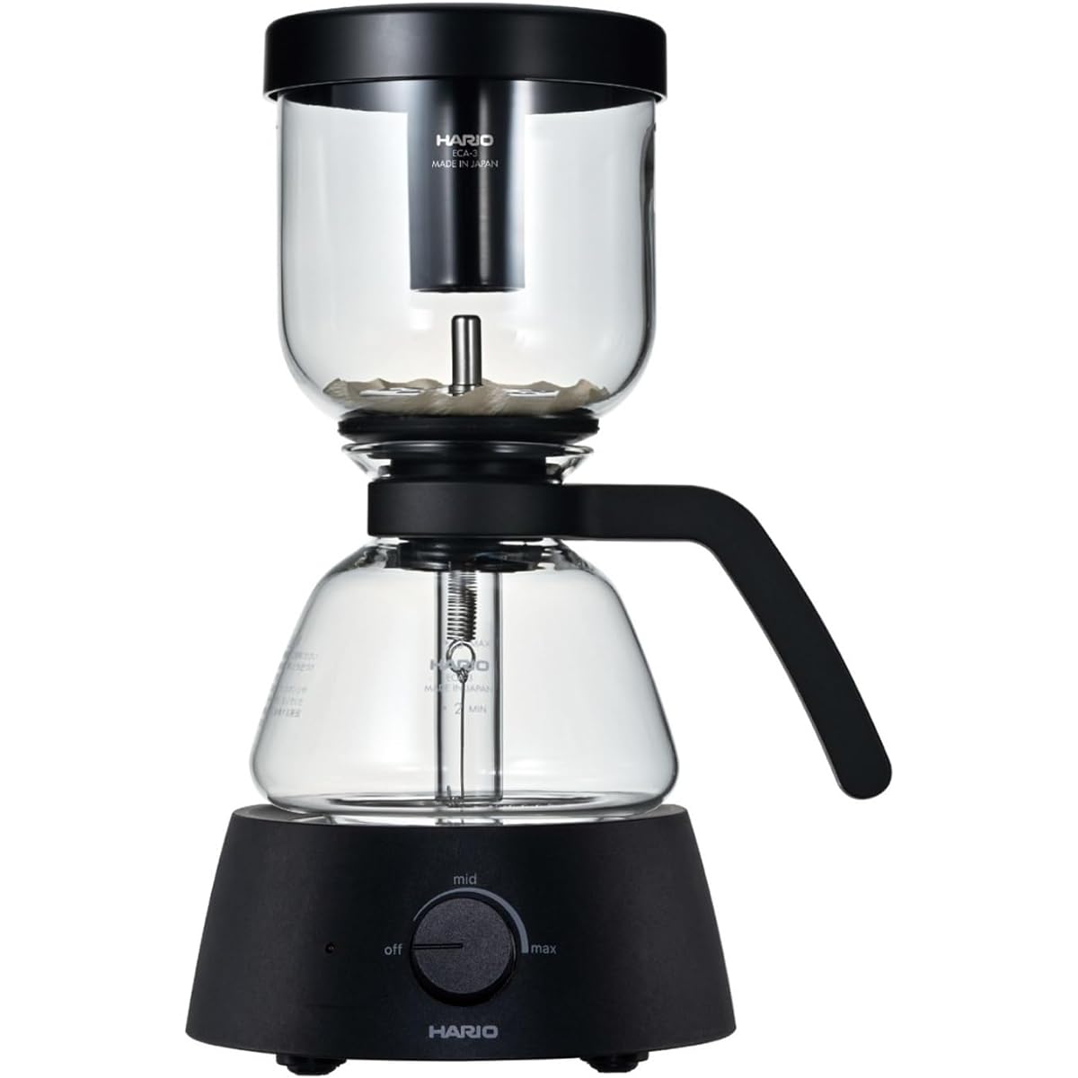 HARIO Electric Coffee Siphon for 3 Cups Practical Capacity 360mL Black Electric Siphon Compact HARIO Glass ECA-3-B