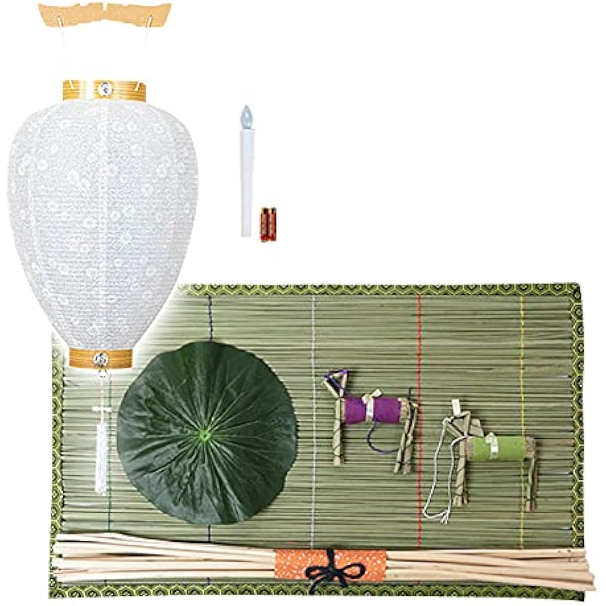 Kyoto Buddhist Altar Hayashi Bon Lantern Obon Supplies [Hatsubon Set/New Bon Set White Crest B (Large) with LED Candle Battery Light Cordless] Hatsubon/New Bon Obon Decoration Set [Kyoto Buddhist Altar Hayashi Cross Set]
