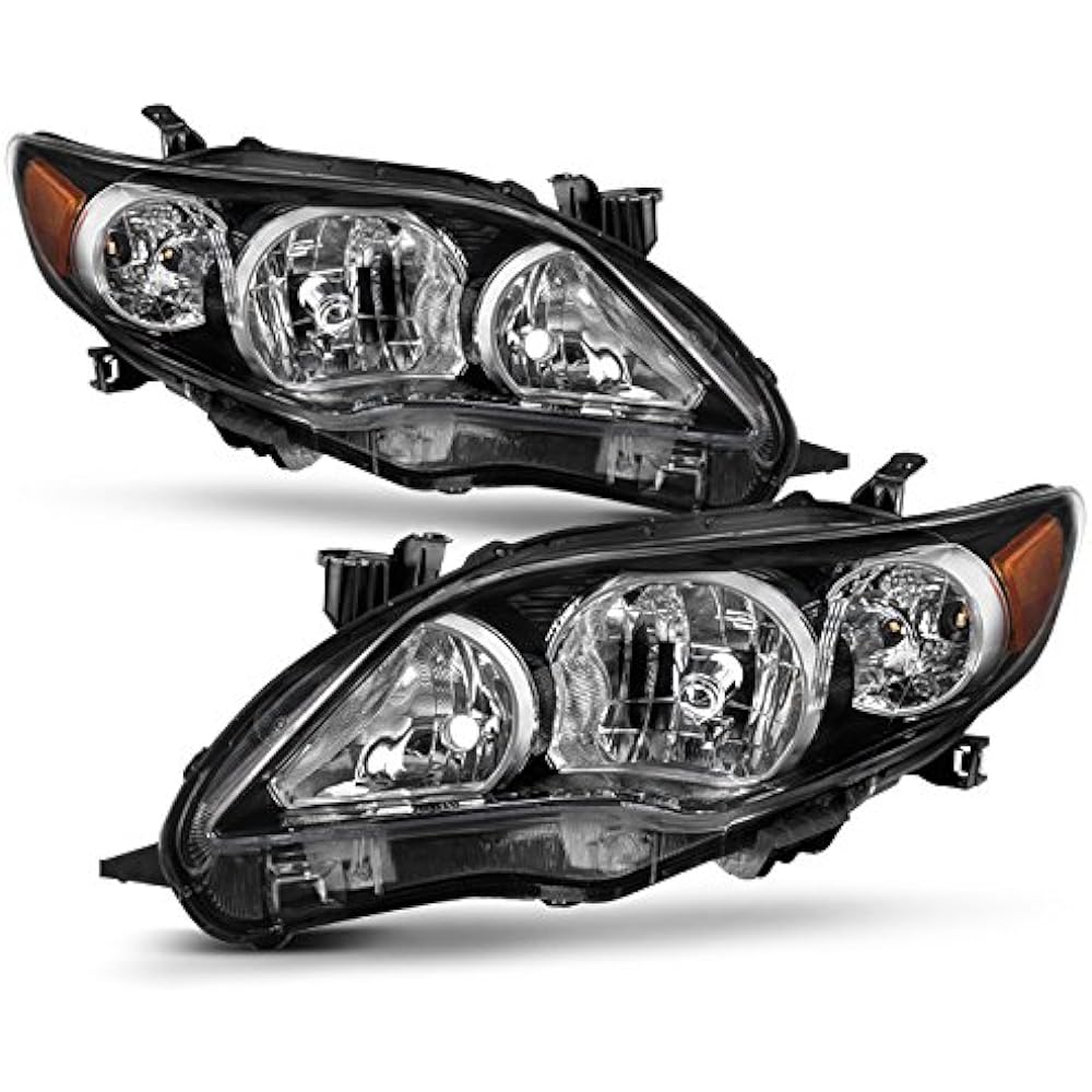 Black bezel 2011-2013 Toyota Corolla headlight Front lamp directly replacement left+right pair