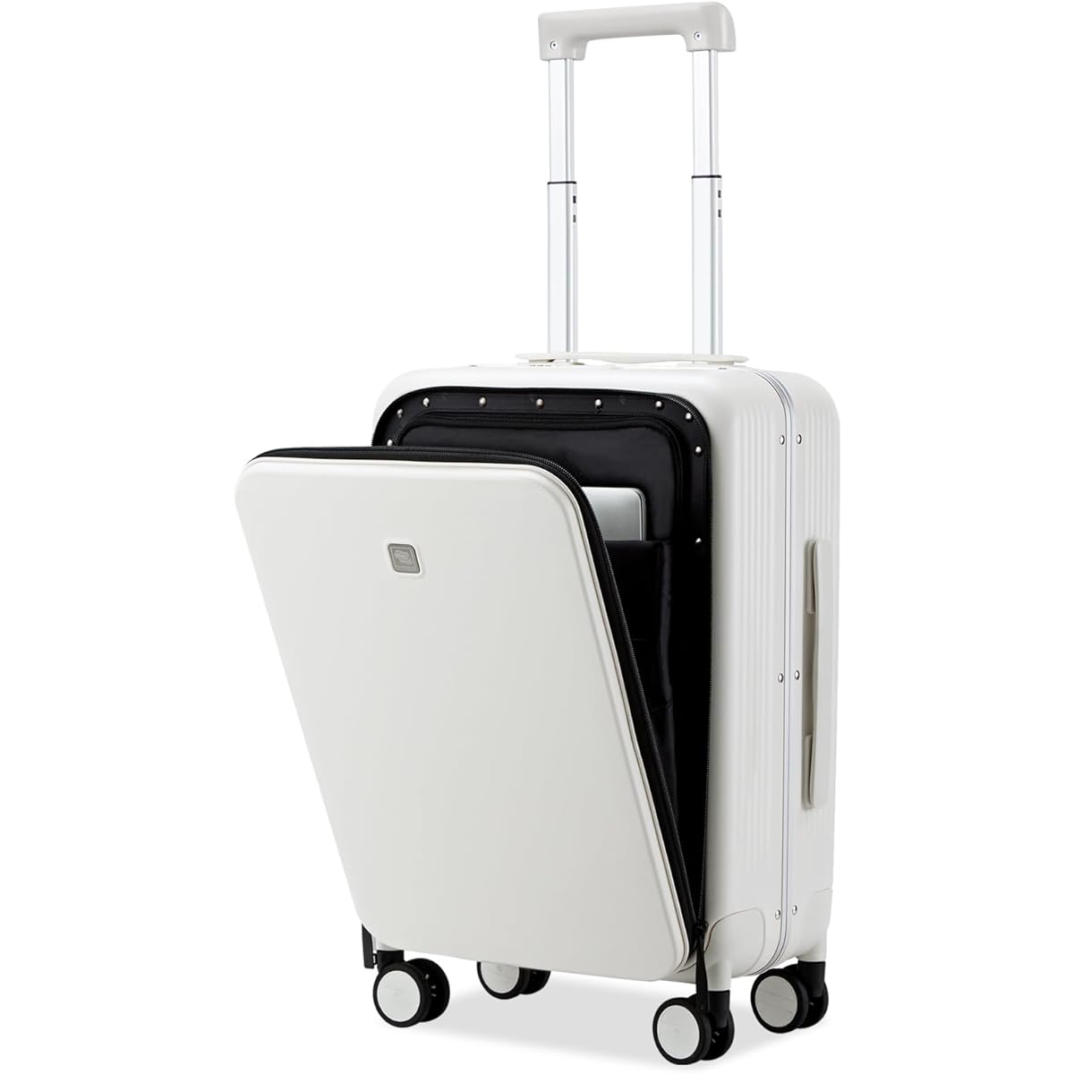 [Hanke] Front Open Laptop Suitcase Carry-on Carry Case 2 Nights 3 Days Suitcase Aluminum Pure PC Material Ultra Light Shockproof Carry Bag Quiet 360 Degree Rotatable Wheel Suitcase S Size TSA Approved Travel Business Business Trip Carry Case Small ( S si