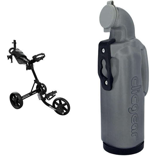 Clicgear Push Cart Model 4.0 Matte Black & Clicgear Clicgear Topsoil Bottle (Compatible with all Clicgear & Robic) [Buy as a set]