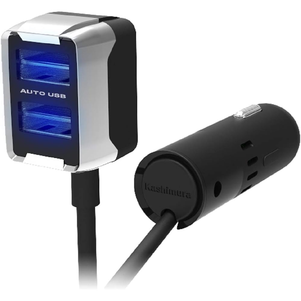 Kashimura DC-4.8A-Reversible USB 4 Port Automatic Judgment Separate Slim Type USB Car Charger Distributor Compatible with 12V/24V Cars NDC-018