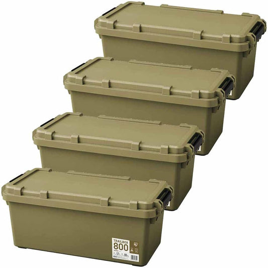 Iris Ohyama Storage Case TRAILBOX TRB800 Khaki Set of 4 Storage Box New Life Stacking Width 37.6cm Height 32.8cm Depth 78.8cm Clothes Storage Toy Box Outdoor Storage Trunk Storage