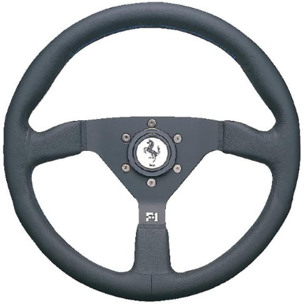 Daikei (Daikei Sangyo) Steering Wheel F-1・350 (350 Pie) Real Leather/Black Spokes with Horn Button F1-350