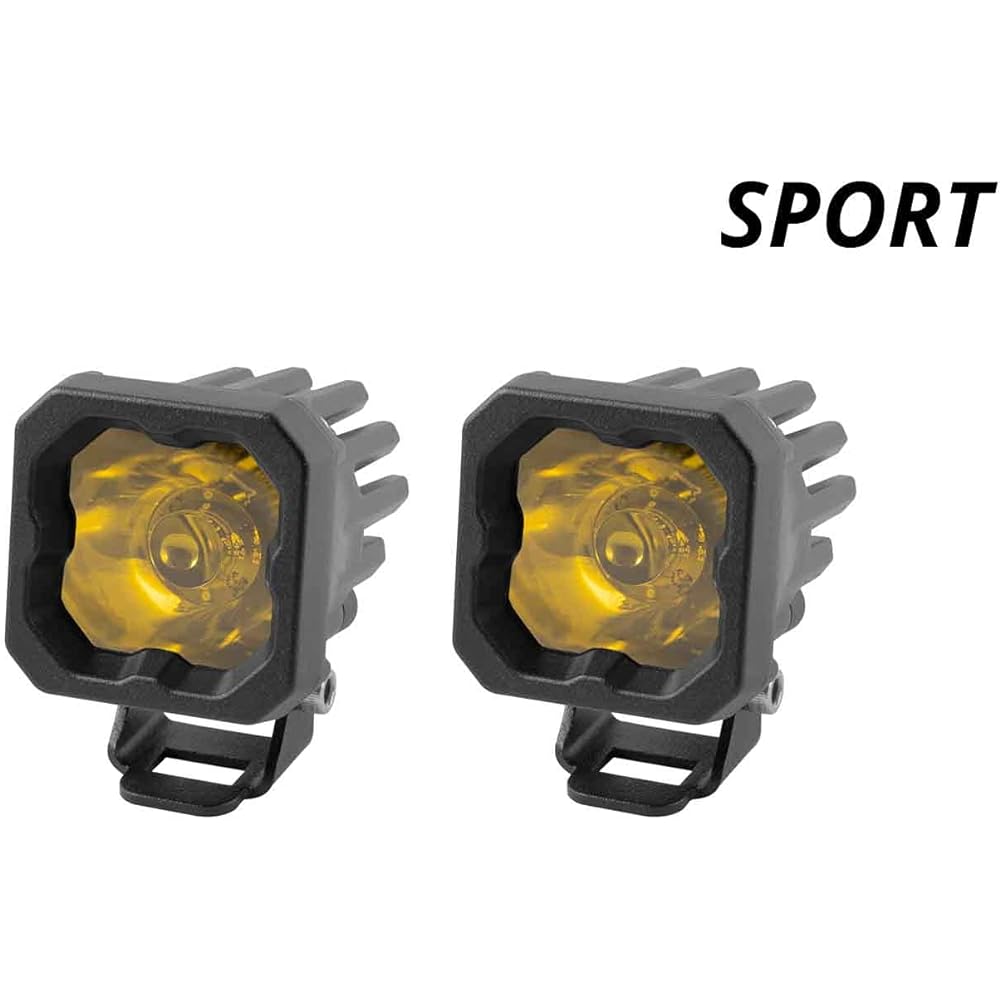 Diode Dynamics Stage Series C1 Yellow Sport Standard LED Pod (pair), with flood amber backlight