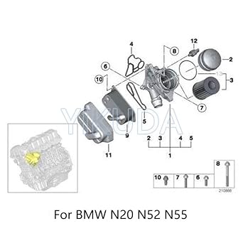 Oil filter housing gasket set 11428637820 11428637821 BMW E60 E61 E81 E91 N52 n55 N55 N54 N46 (114286378678821 21)