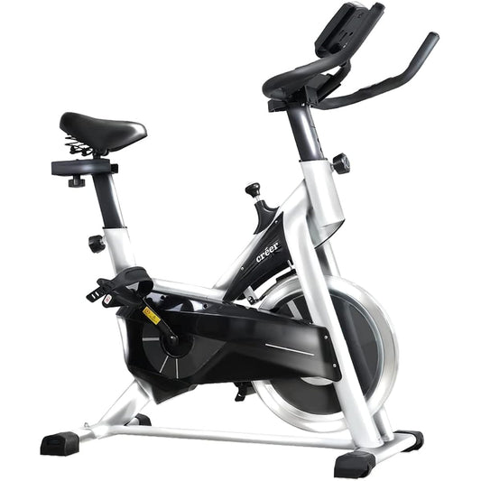 créer fitness bike for home use, quiet spin bike [with special saddle cover/Japanese assembly instructions included] Magnetic load method, stepless load adjustment, 6 levels of handle and saddle height adjustment