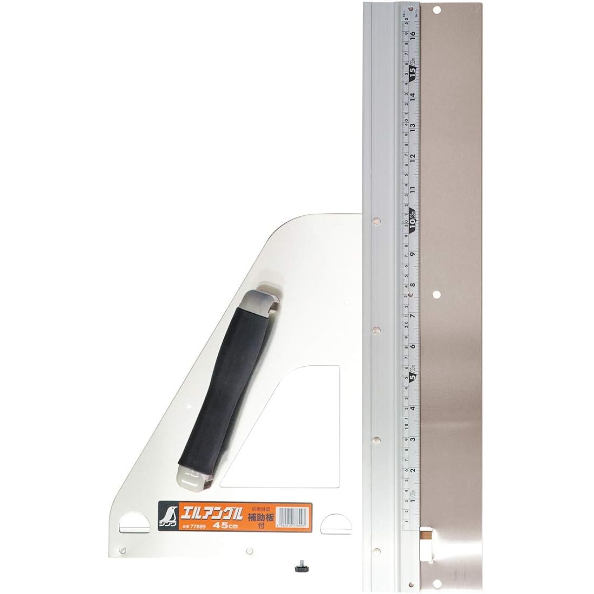 Shinwa Sokutei Circular Saw Guide Ruler L Angle with Handle and Auxiliary Plate 45cm 77899