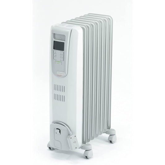 De'Longhi Oil Heater Digital Radiant KHD410812-GC Electric Zero Wind Heating Quiet Not Dry Surface Temperature Approximately 80℃ No Fuel Refill Required Safety Plug [8-10 Tatami] [White x Light [Gray] 5 year warranty with DeLonghi family registration
