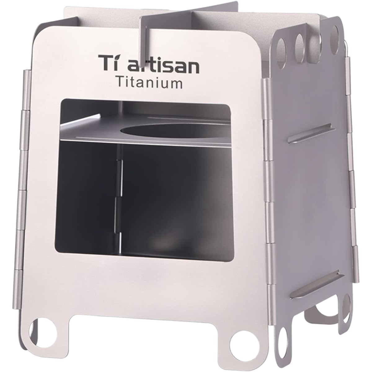Ti artisan Titanium Wood Stove Foldable Portable Alcohol Camping Backpacking Stove for Outdoor Camping Picnic BBQ (WS007MT)