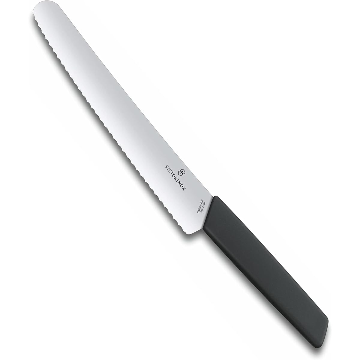 VICTORINOX Bread & Pastry Knife Black 22cm Wave Blade Swiss Modern Bread Knife Bread Cutting Knife 6.9073.22WB
