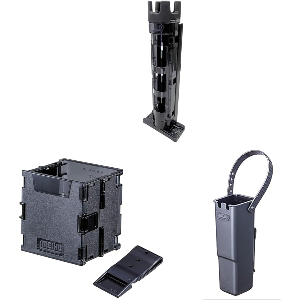 [Set purchase] MEIHO Polycarbonate Rod Stand BM-250 Light Clear Black x Black + MEIHO Oricon Link Holder BM Clear Black + MEIHO Lure Holder BM Black.