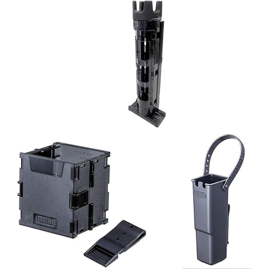 [Set purchase] MEIHO Polycarbonate Rod Stand BM-250 Light Clear Black x Black + MEIHO Oricon Link Holder BM Clear Black + MEIHO Lure Holder BM Black.