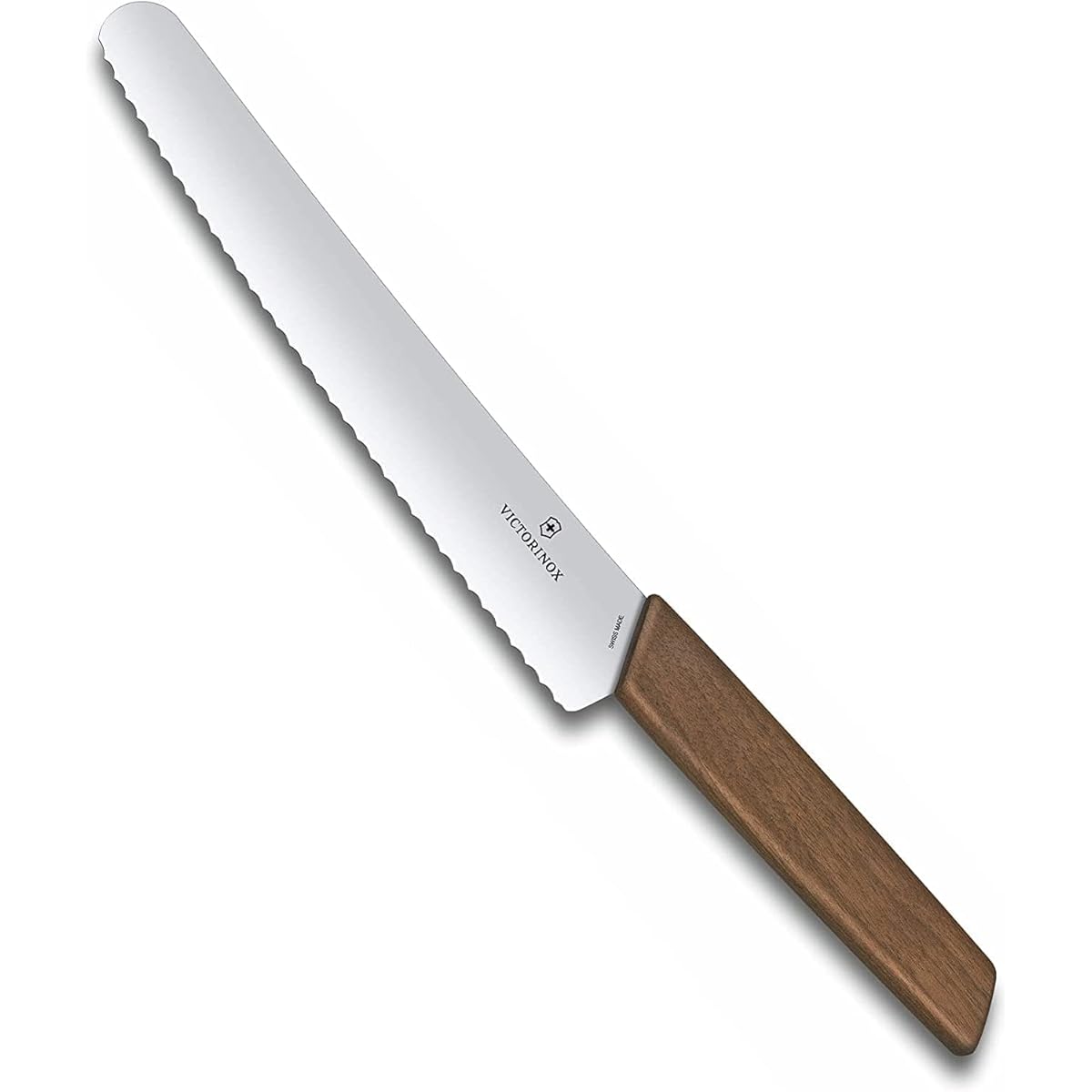 VICTORINOX Bread & Pastry Knife Bread knife that cuts bread and fruits neatly 22cm Wave blade Wood Bread knife that neatly cuts baguettes and breads Paring knife 6.9070.22WG