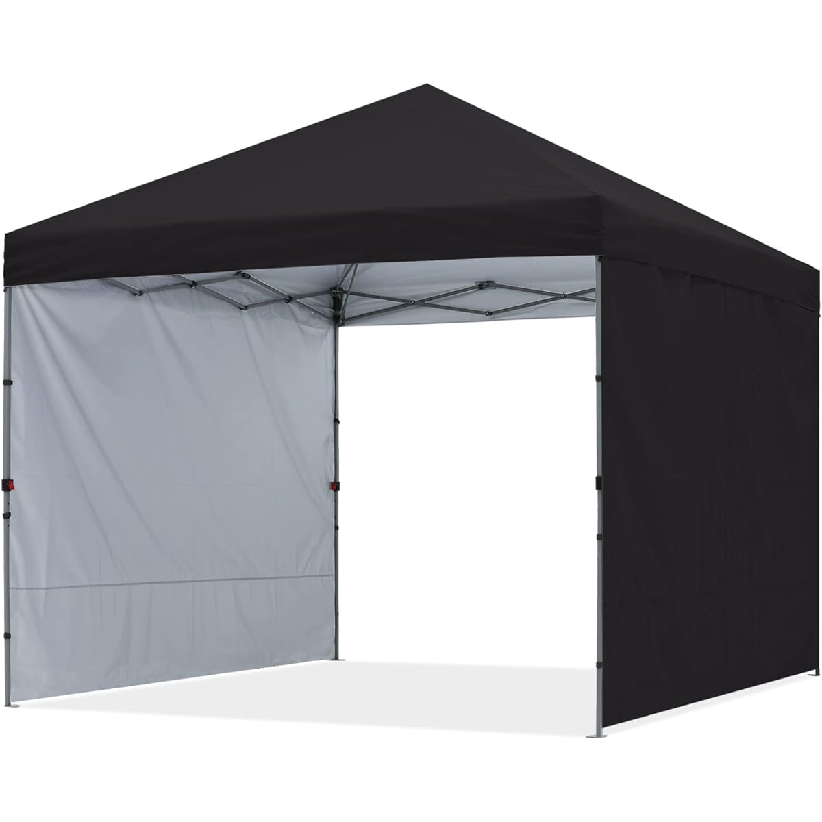 ABCCANOPY Tarp Tent One-Touch with 2 Side Sheets Center Lock 3m/2.5m/2m 3 Level Adjustment Includes Caster Bag Large Size for 8 People Easy to Assemble Accessories Included (2.5M/Black)