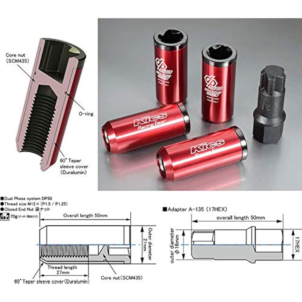 KYO-EI Kyoei Sangyo DP03GR Kics DUAL PHASE SYSTEM DP50 20pcs SET Red M12×P1.25