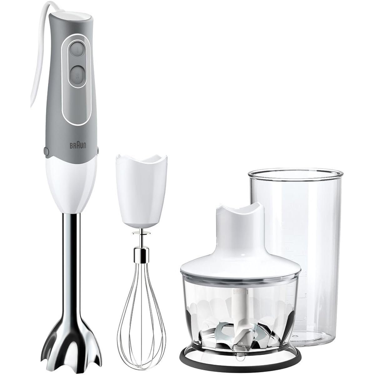 Braun Hand Blender Multi-Quick 5 4-in-1 Crushing, Mixing, Chopping, Whipping White Baby Food Compatible MQ535