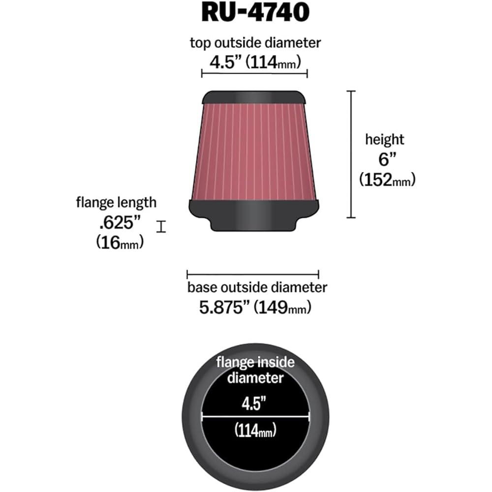 K & N yuniba-sarueafiruta- RU – 4740 (te-pa-taipu 114 mm)