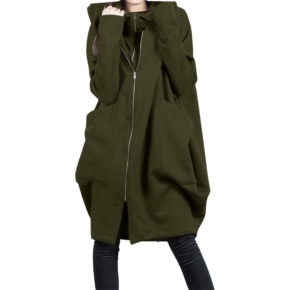 [Big Rough] Parka Tops, Outerwear, Big Silhouette, Oversize, Long Length, Plain, Long Sleeve, Women's
