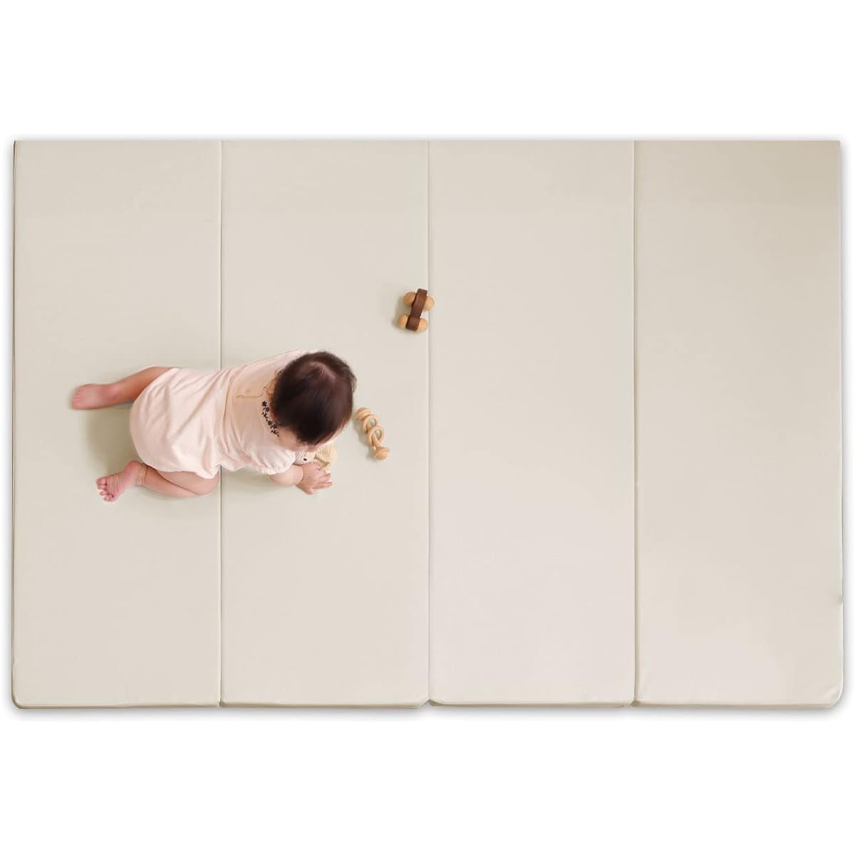 (Keratta) Foldable Baby Play Mat, Class 1 Soundproofing, Waterproof, Thick, Compatible with Floor Heating (160 x 120 cm, Beige)