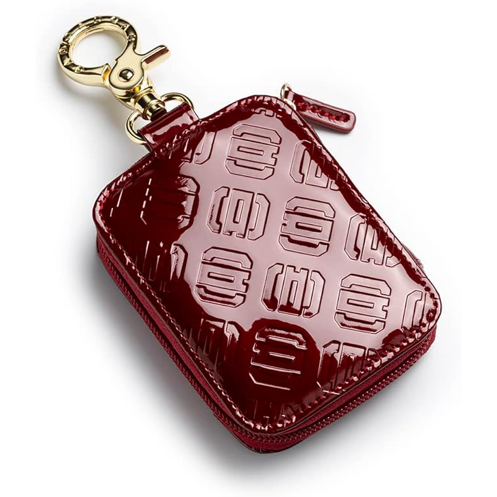 D.A.D D.A.D Hanasenai Smart Key Case [Monogram Leather Enamel Deep Red/Gold] Double Smart Key Case & Mini Wallet [HA677-03-01] DAD Garcon