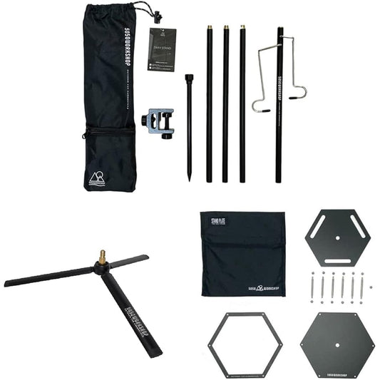 5050WORKSHOP [3-piece set product] Set of 1 2WAY STAND (lantern stand), 1 STAND PLATE (extension part for storing small items), and 1 MINI TRIPOD L size (tripod)
