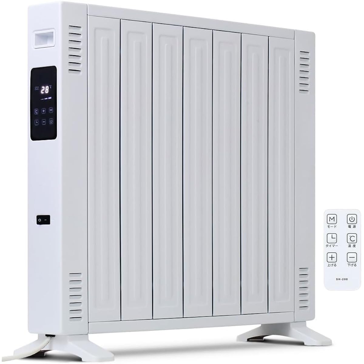iimono117 Next Generation Oilless Heater 1200W Energy Saving Fuel Required Non-Oil Heater Radiator Type Electric Stove Fast Heating Lightweight High Power Safety Device Included Touch Panel Control (White)