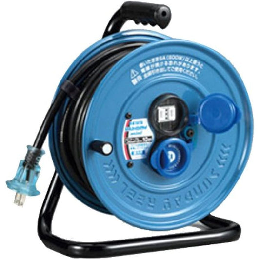 HATAYA Cord Reel, Small, For Outdoor Use (Rainproof), 100V Type, Cord 10m, Thickness 1.25㎟, Standard Type, Built-in Temperature Sensor (Wire Melt Prevention Function), 2 Outlets, Outlet Rainproof Cap Included, For Home Sunday Rainbow Reel Mini SS-10S