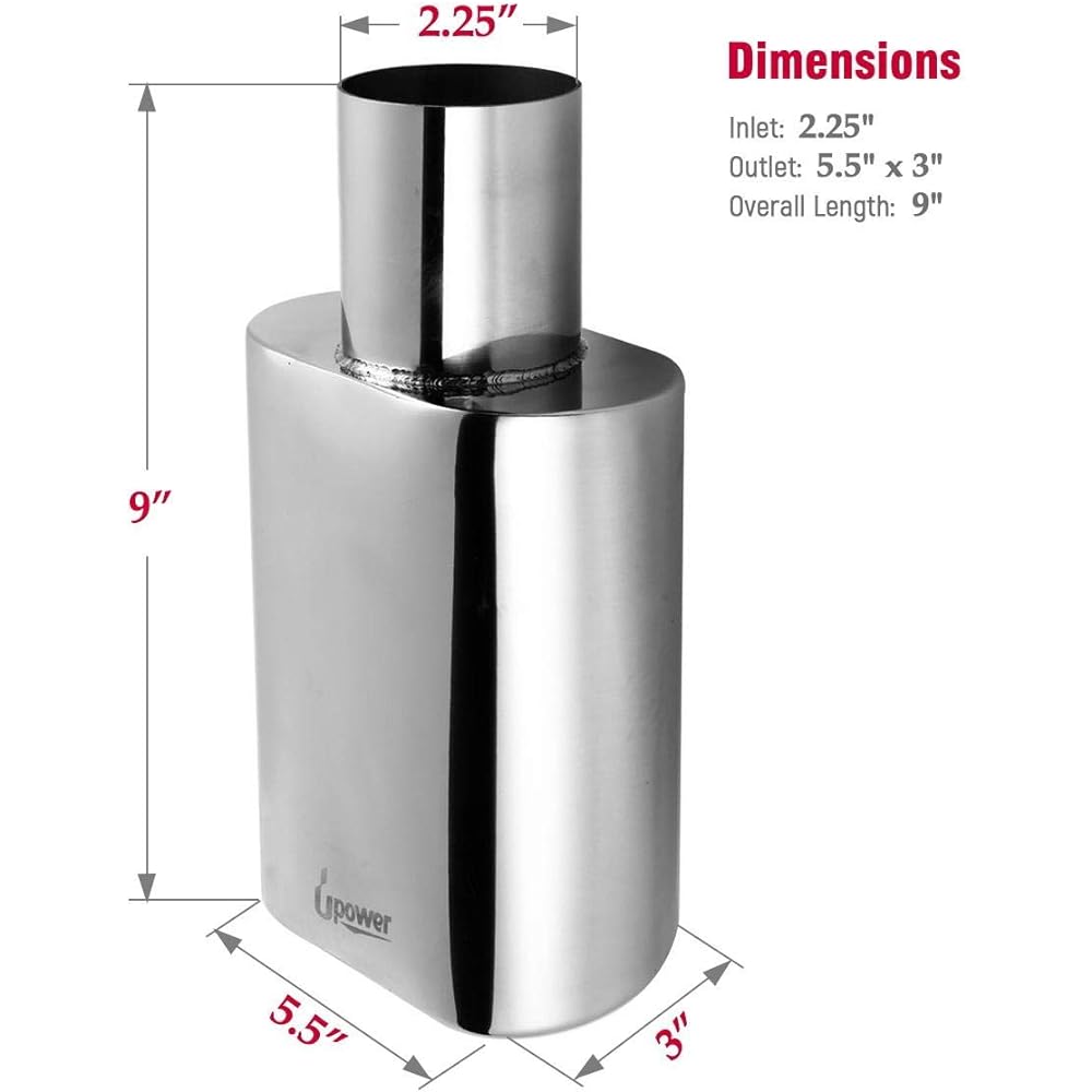 Upower exhaust chip 2.25 inch inch inch x 3 inch outlet 9 inch stainless steel welding rectal exhaust pipe chip