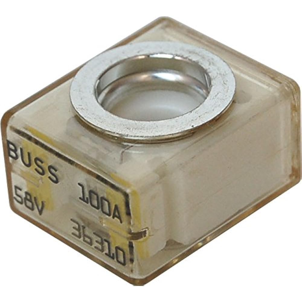 Bay MARINE SUPPLY-30A-300A MRBF Terminal Hughes block kit (included in fuse)-Single stud 5/16 inch (M8) Compact high amplifier marine rated battery-58V DC maximum IP66 100A MRBF-M8-S100