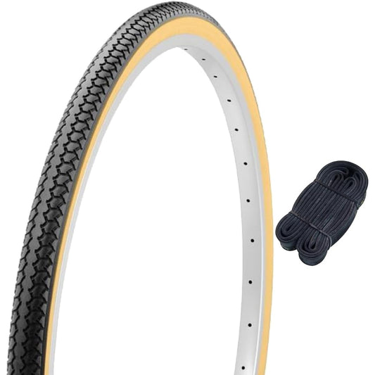Shinko 26 inch bicycle tire tube set DEMING L/L 26×1 3/8 black/beige W/O SR078 60164