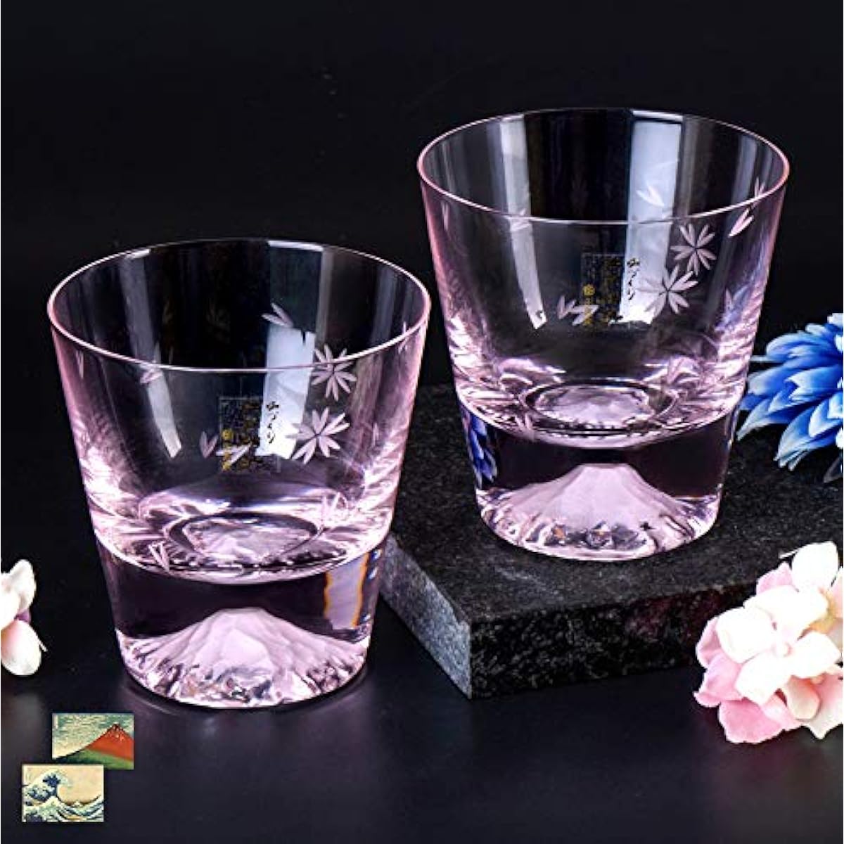 Tajima Glass, Mt. Fuji Glass, Cherry Blossom Color, Rock Glass, Set of 2, Set of 2, Sakura Kiriko Souvenir Grand Prix, Edo Glass, Cutlery, Whiskey Glass, Rock Glass, Sake, Beer, Father's Day, Mother's
