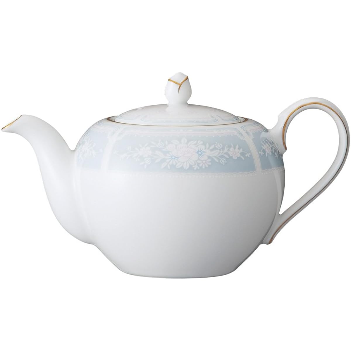 Noritake Tea Pot 520cc Lace Wood Gold Blue Fine Porcelain T94423/1507-2