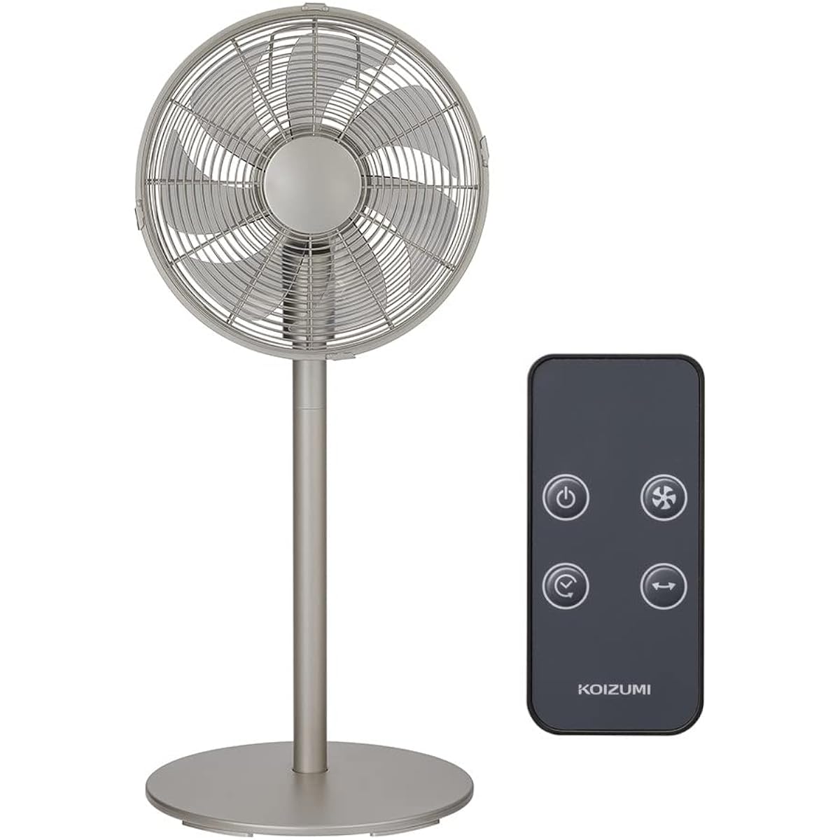 Koizumi KLF-3037/S Electric Fan, DC Motor, Remote Control, 6 Levels of Air Volume, Oscillation, Off Timer Included, Silver