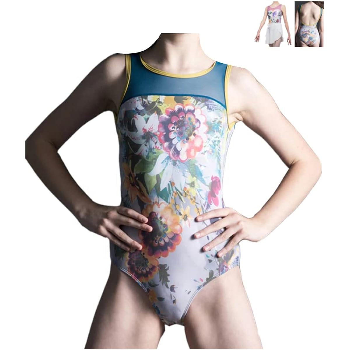 ProDance Original Floral Design Ballet Leotard No Bust Cup PLT010P