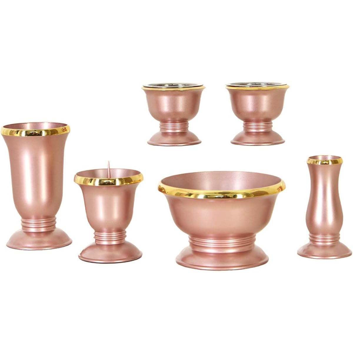 Buddhist utensils, Buddhist utensils set, Melody Pink, 6-piece set, 3.5 inches, teapot, rice bowl, flower stand, incense burner, lantern, incense stick set, stylish, Buddhist utensils set, stylish, mini, small, modern, Melody, pink, 3.5 inches