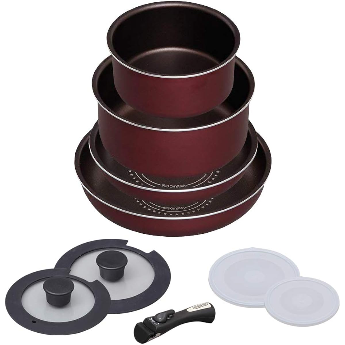 Iris Ohyama Diamond Coat Pan 9-piece set Non-IH compatible H-GS-SE9