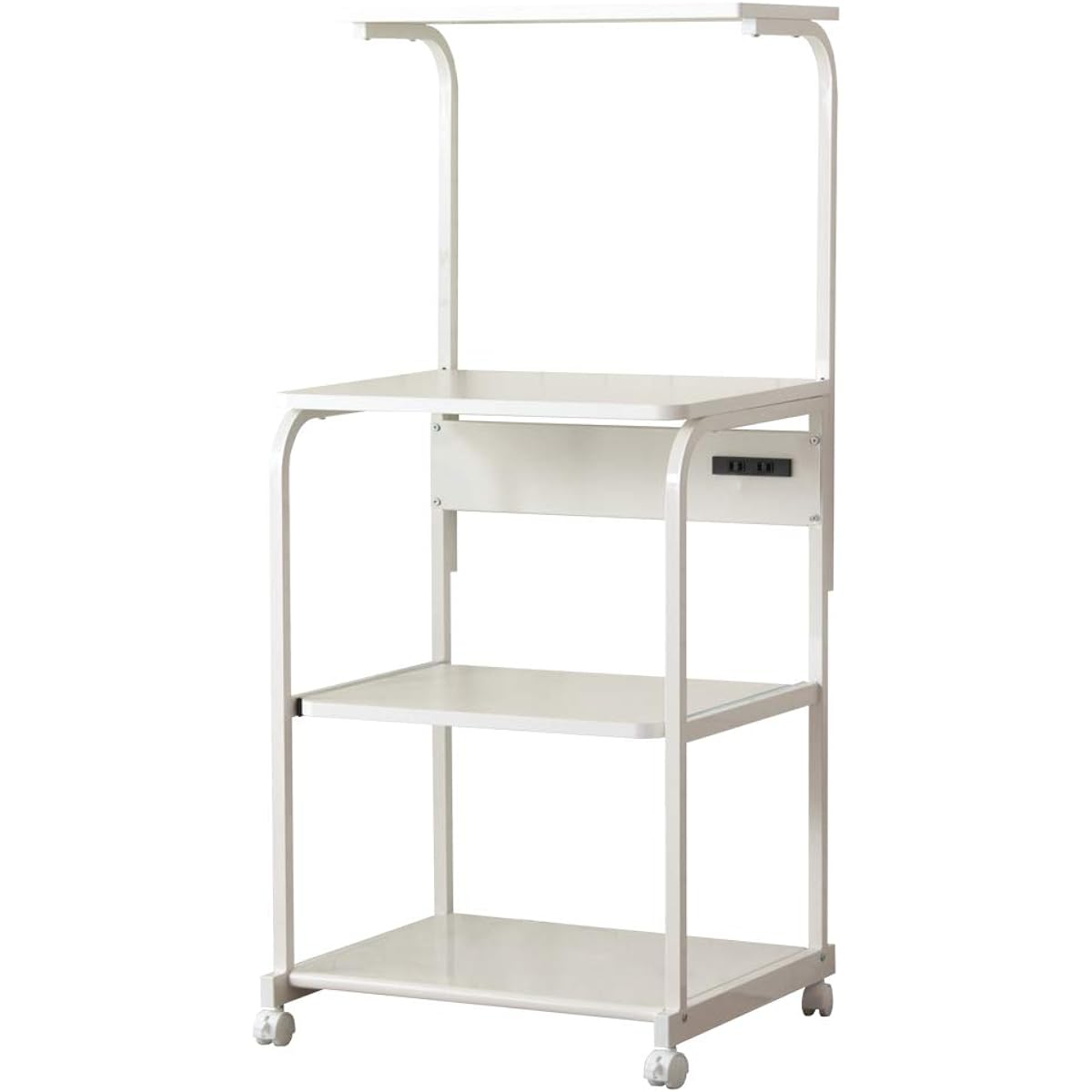 Iwatsuki Range Stand, Compatible with Large Ranges, Upper Shelf Type, Width 60cm, Steel Casters, Includes Outlet, Slide, White IW-84