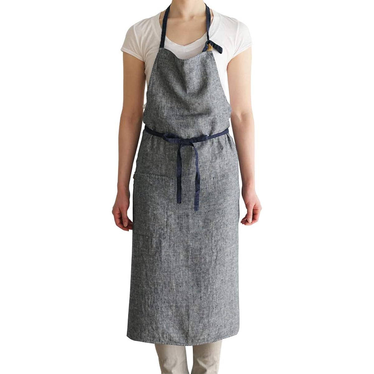Linen full apron Manon <Blue Pastoral> A304 [Lino e Lina/Lino e Lina] Free Size