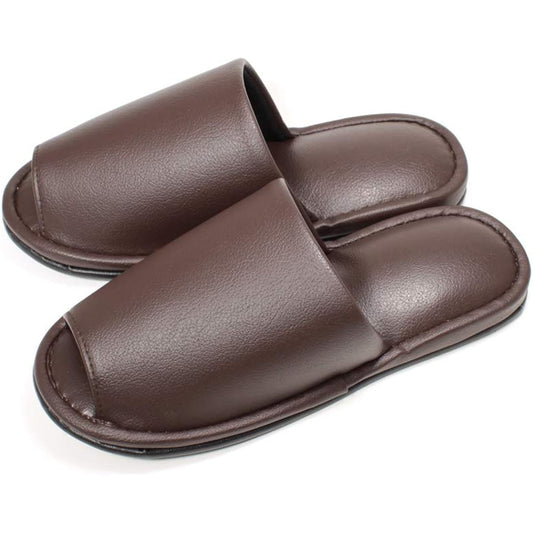 [HYBRIDWORKS] High quality leather-like slippers, antibacterial, 4-pair set, approx. 26cm, unisex, wipeable with water, for guests, for business use, front opening