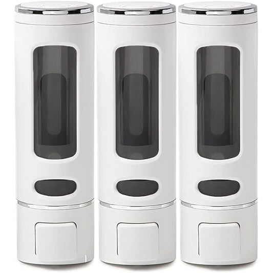 [Total of 50,000 units shipped] PREMM Shampoo Dispenser Magnetic Shampoo Bottle Wall Hanging Large Capacity (Triple 380ml x 3, White)