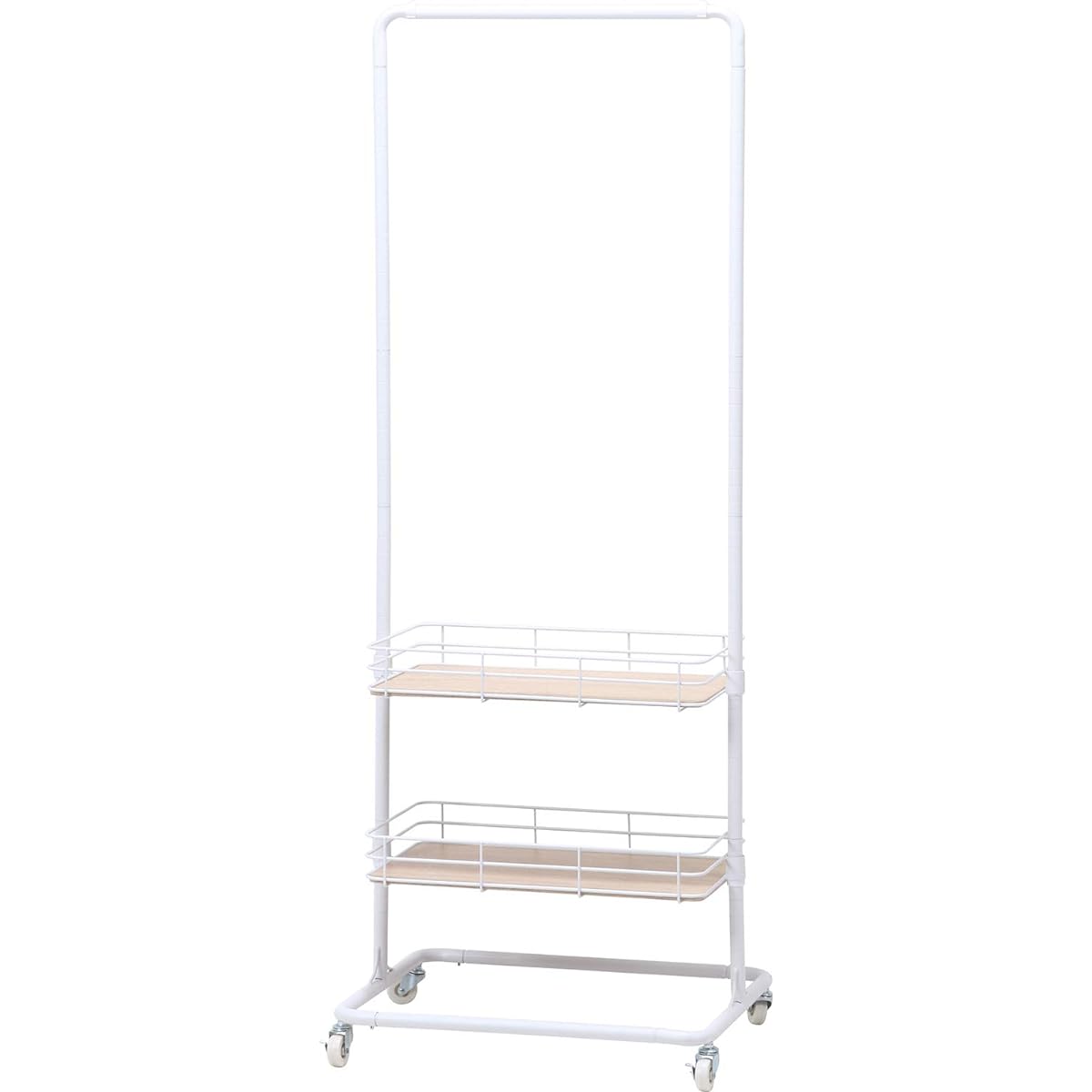 Fuji Boeki Hanger Rack Width 60cm Depth 45cm Height 167cm White With Shelf With Casters Victor 16699